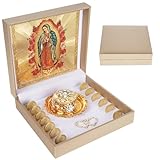 FUNPAR Arras Para Boda Católica con Virgen De Guadalupe Caja de regalo, Arras De Boda Cristiana Premium, Arras De Boda Católica, Monedas de Boda Católica, Caja Arras de Boda Mexicana (dorado)