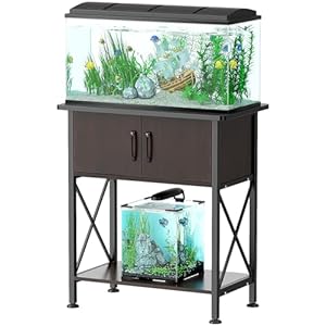 Likeem 20-29 Gallon Fish Tank Stand, with Cabinet Accessories Storage,Metal Frame Fish Tank Stand Bearable 330 lbs,28.7″ x 16.5″ x 31.7″