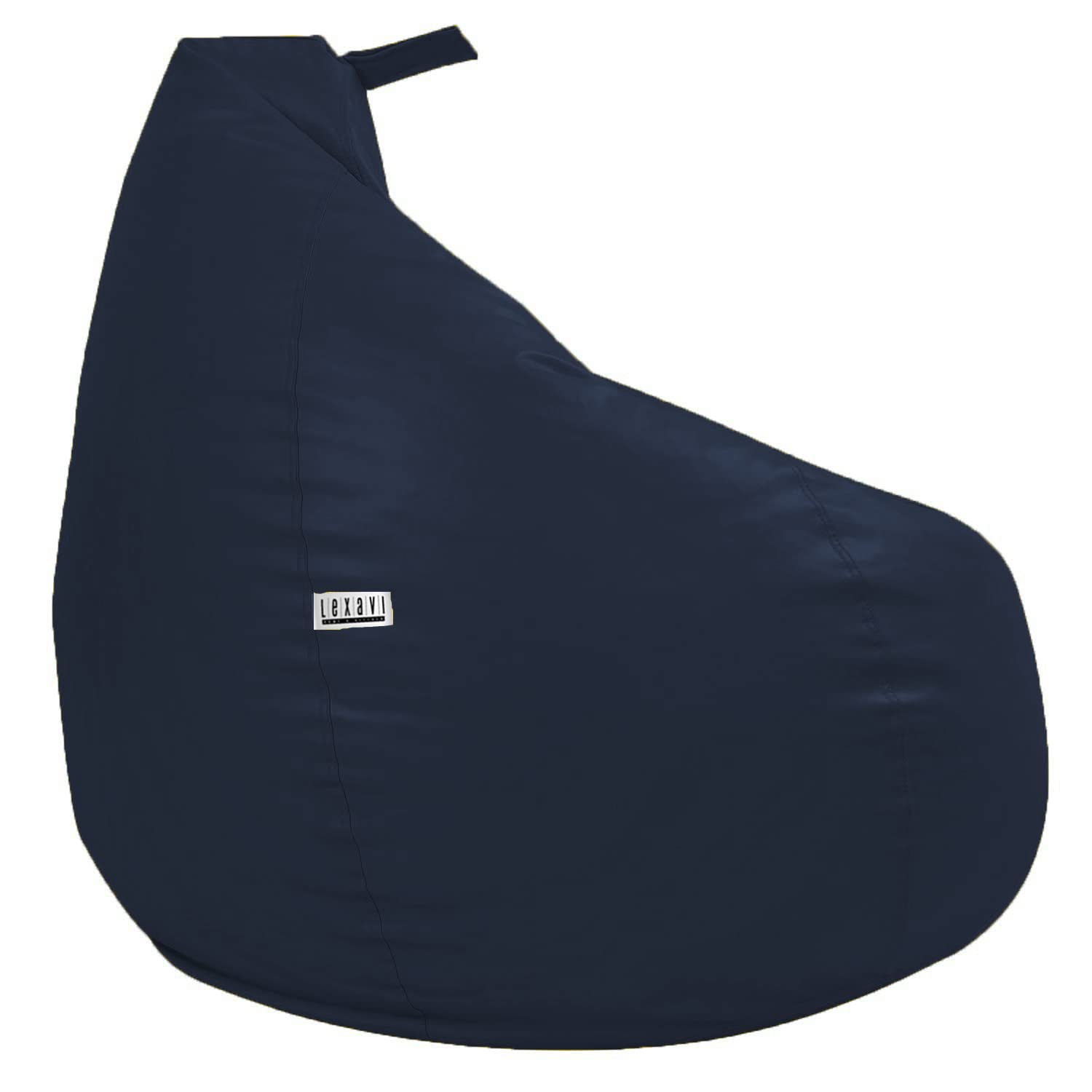 LEXAVI Brand - 4XL Combo Bean Bag with Foot-Rest Cover/ Without Beans - (Navy, Faux Leather) 4