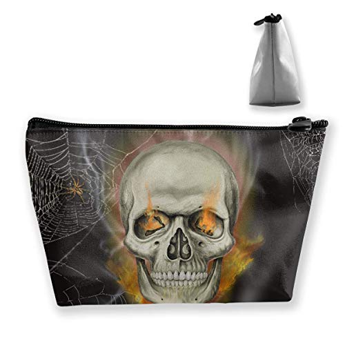Preisvergleich Produktbild Trapezförmige Kosmetiktasche, Make-up-Kulturbeutel, Feuerschädel-Druck, Reise-Aufbewahrungstasche, Handytasche