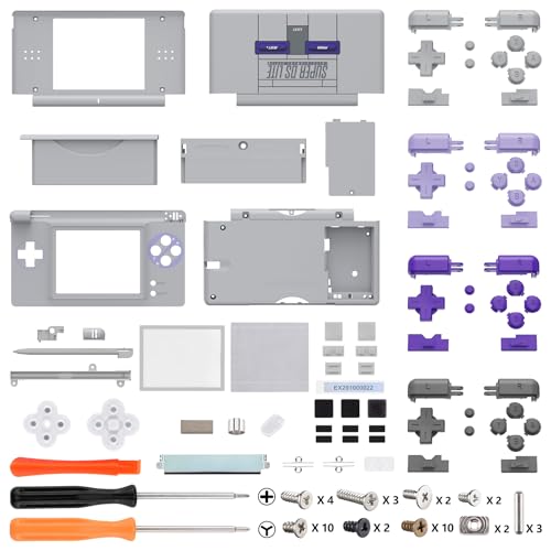 Image of eXtremeRate Classic SNES Style Replacement Full Housing Shell for Nintendo DS Lite, Custom Handheld Console Case Cover with Buttons, Screen Lens for Nintendo DS Lite NDSL - Console Without