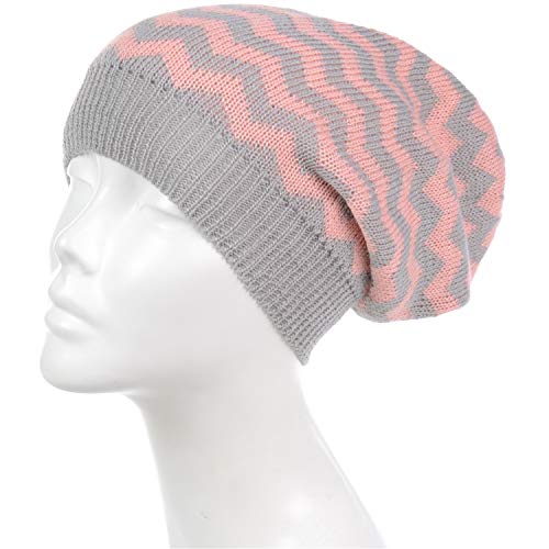 BYOS Unisex Everyday Lightweight Slouchy Knit Beanie Hat Solid, Stripes, Chevron4
