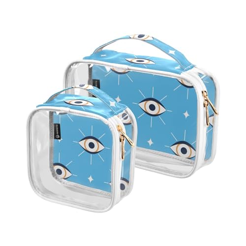 Evil Eyes Trousse da toilette impermeabile per donne e uomini organizer per cosmetici in PVC trasparente per viaggi doppia cerniera confezione da 2 Come nella foto