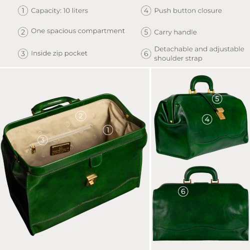 Image of Time Resistance Leather Doctor Bag - Italian Handmade Medical Bag - Vintage Style Handbag - Real Leather Briefcase