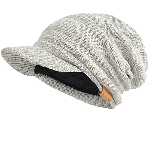 VECRY Men's Oversize Slouch Beanie Slouchy Skullcap Large Baggy Hat (Visor-Pale)