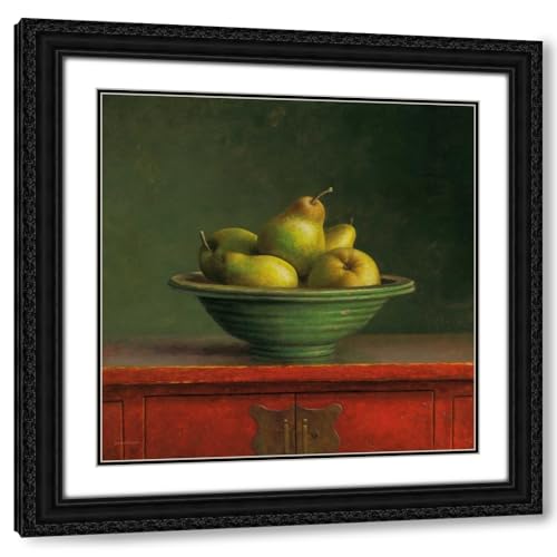 ArtDirect Pears 20x20 Black Ornate Wood Framed with Double Matting Museum Art Print by van Riswick, Jos