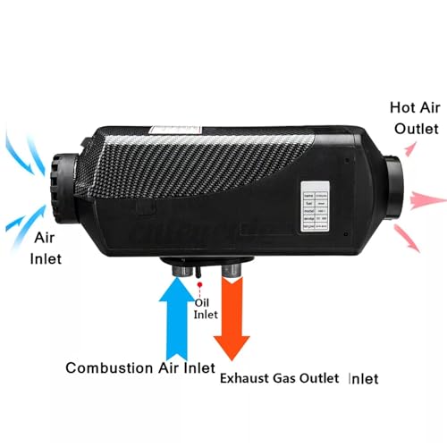 sports flyfree 5KW / 8KW 12V Air Diesel Heater Vehicle Heater Set 4 Holes Parking Fast Heating with LCD Display For Truck Boat Motorhomes Touring Car Campervans Caravans (Black 10L 8KW)
