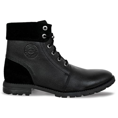 Image of Allen Cooper Genuine Premium Leather Luxury Memory Foam High-Top Boots Shoes For Men(ACCS-858,Black,Size-6,7,8,9,10,11)