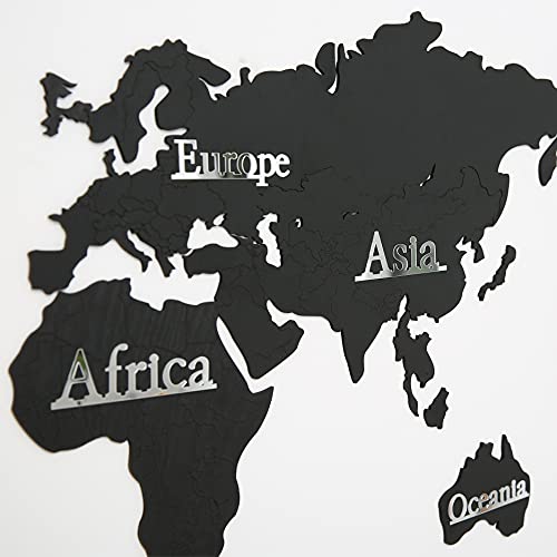 Damuzhi World Map Wall Art Wood 3D Wall Decor World Map Wall Stickers With Wall Clocks Office Study Living Room #TOP6