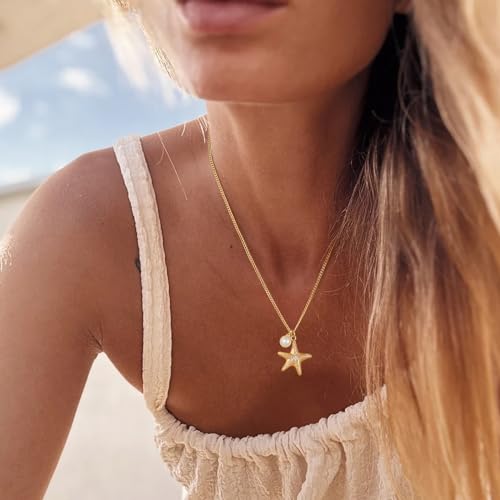 MEVECCO Dainty Gold Seashell Pendent Necklace Ocean Necklace for Women 18K Gold Plated Necklace Boho Handmade Summer Beach Necklace Jewelry2