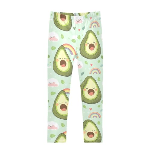 Cartoon Avocado Girls Leggings,Workout Leggings for Girls Toddler Athletic Legging Size for 3-10T