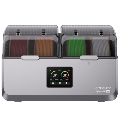 Creality Filament Dryer Box 4.0,Space PI X4 Drybox 4 Spool,200W PTC 3D Printer Dehydrator,360° Uniform Drying,upto 85?,Dual Chamber,Auto Silent,Desiccant Refresh,Active Dehumidify for PLA,PETG,ABS,PA