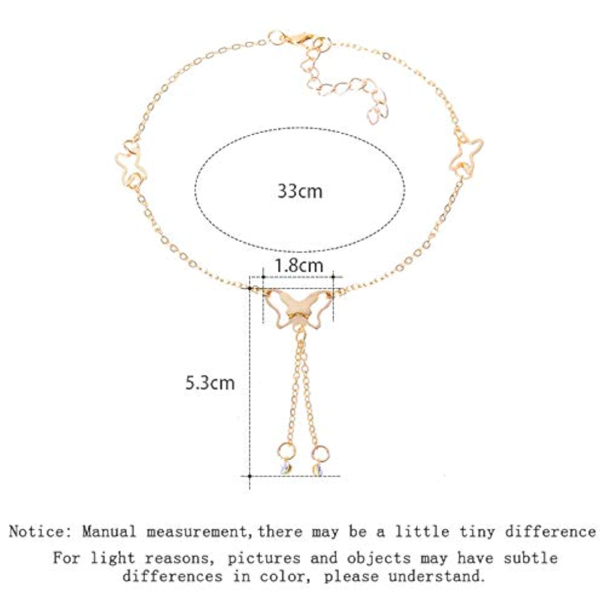 18k Rose Plated Butterfly Anklet for Women
