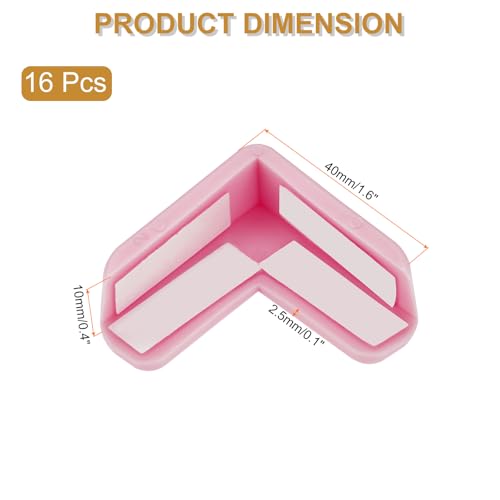 Image of uxcell Corner Protectors, 16 Pcs Table Corner Protectors, Furniture Corner Guard and Edges Safety Bumpers for Table Edges and Sharp Corners (L-Shaped, Pink)