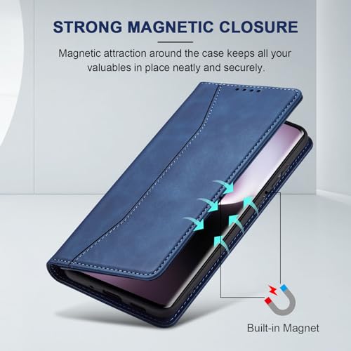 Image of Jasonyu Case for Honor Magic 7 Lite 5G Leather Wallet Flip Cover with Card Holder,Kickstand, Magnetic Closure,TPU Shockproof Phone Case (Blue)