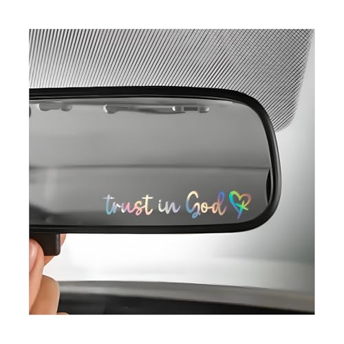 Rdxcv 2PCS Trust in God Rearview Mirror Decals, Waterproof Cute Auto Sticker Religious Vanity Mirror Decor, Christian Vehicle Mirrors Decal Inspirational Stickers for Women Girls (Colorful)