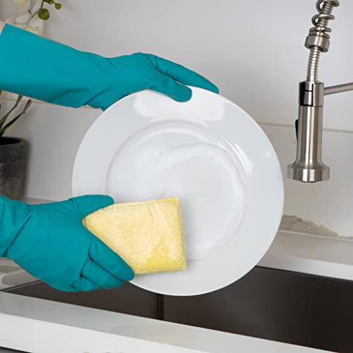 Image of Smart Design Non Scratch Scrub Sponge with Bamboo Odorless Rayon Fiber - Set of 36 - Ultra Absorbent - Soft and Scrubber Side - Cleaning, Dishes, and Hard Stains - Spring - Yellow, Mint, Blue