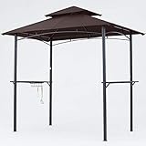 ABCCANOPY 8'x 5' Grill Gazebo Shelter, Outdoor BBQ Gazebo Canopy with LED Light (Coffee)