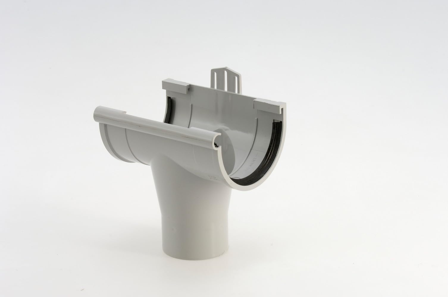 Naissance centrale 1/2 ronde PVC gris dev 33 gouttière collecteur eau de pluie toiture 71m²