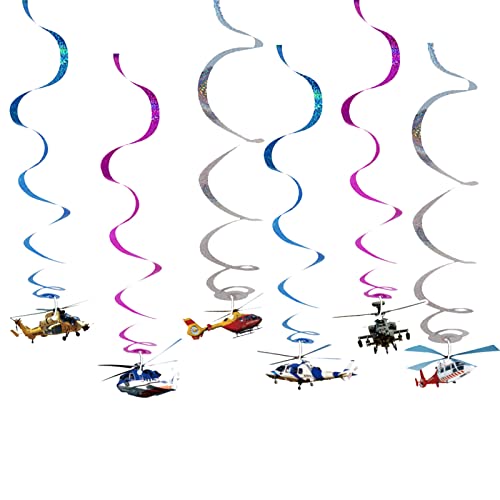Helicopter Birthday Party Supplies Helicopter Party Decorations Airplane Themed Party Supplies Includes Balloons Birthday Banner, Spirals, Cake Cupcake Toppers For Helicopter Aviator Aviation Party #TOP2