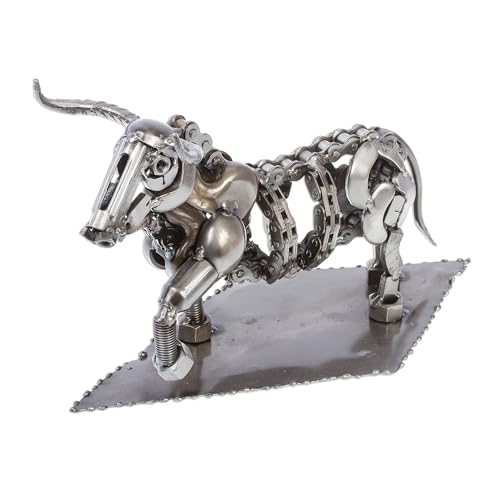 Escultura de Toro Rústico de Metal Reciclado miniatura 2