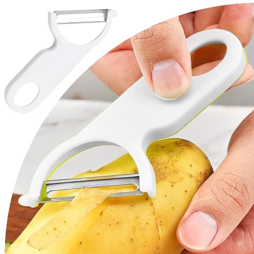 Poo4kark Home Gemüseschäler, Gemüse- Kartoffelschäler für die Küche |, Kohlschneider | Y-Schäler für, Gemüse, Kartoffeln, Obst, Karotten, Stahl (White, 12.5x3.3cm)