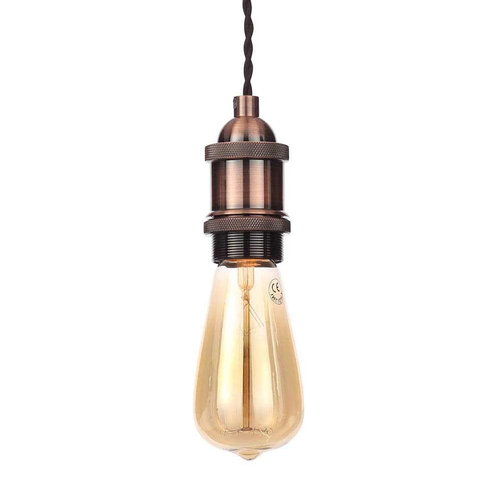 LITECRAFT Ceiling Pendant Industrial Braided Cable E27 1 Light - (Antique Copper)
