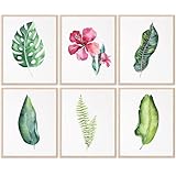 Botanical Prints Wall Art - Tropical Leaves Wall Decor Art Prints (Set of 6) | Unframed 8x10 Prints | Aesthetic Wall Decor | Vintage Botanical Prints | Perfect for Living Room or Office Wall Art