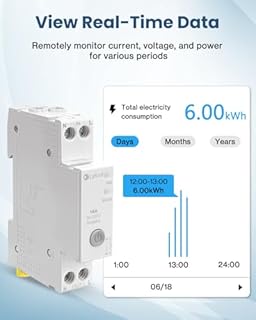 Disjoncteur Connecté WIFI 16A Interrupteur-D' Éclairage-Connecté-Intelligent, Compatible Alexa Google Assistant, Tuya/Smart Life,Rail DIN,Commande Vocale,Mesure Énergie,Minuterie,Protection Surcharge