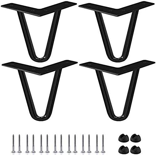 8-Zoll-Haarnadelbeine, 4-teilige Hochleistungs-Metallmöbelbeine mit Gummibodenschutz und Schrauben für Heimwerkerprojekte TV-Ständer Sofaschrank -