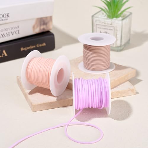 Bestewelry 2 mm Hollow Pipe Tubuing Rubber Cord 3 Rolls Round Tube Cords Strings for Memory Wire Necklace Bracelet Knitting Jewelry Making Decoration - Image 2
