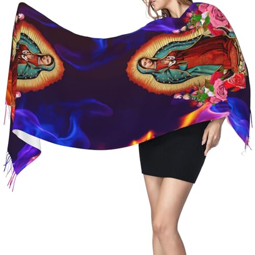 Virgen de Guadalupe Scarf Virgin Mary Shawl Wrap for Women Our Lady of Guadalupe Womens Shawl3