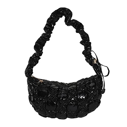 Fashion Women Crossbody Bag Pleated PU Checkered Texture Adjustable Shoulder Straps Travel Handbags