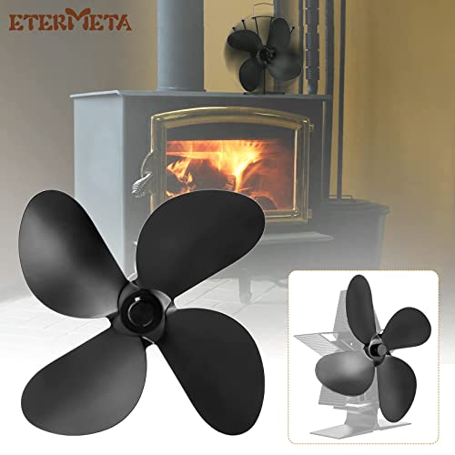 Etermeta Fan Blade Replacement Part 4 Blade For Heat Powered Fireplace Fan, Wood Stove Fan Accessories, Black #TOP5