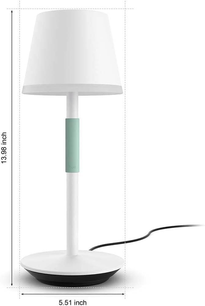 philips hue go smart portable table lamp, white - white and color ambiance led color-changing light - 1 pack - indoor and outdoor use - control with hue app or voice assistant 1 pack white