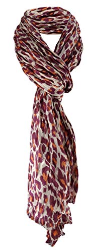 TigerTie Schal in bordeaux orange beige Gepardenmuster Optik - Schalgröße 180 x 50 cm
