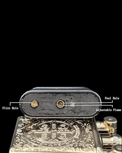Encendedor vintage recargable de butano metálico negro miniatura 6
