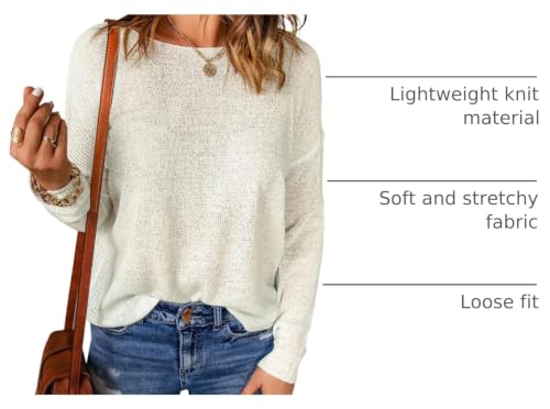 Image of Acelitt Womens Casual Lightweight Long Sleeve Crewneck Knit Shirts Tops, S-XXL