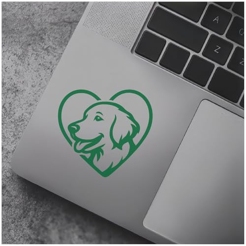 Samunshi® Herz mit Golden Retriever Kopf als Autoaufkleber für Auto Motorrad Helm Fahrrrad Aufkleber Laptop Sticker Herz Form Leidenschaft Vinyl Dekoration 10 x 9,3cm grau