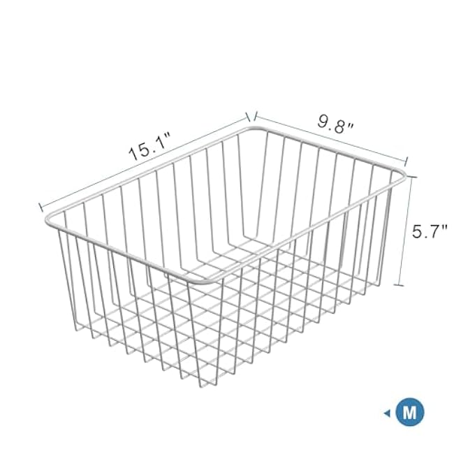 iSPECLE Freezer Organizer Bins - 4 Pack Medium Upright Baskets for 14 to 15.5 cu.ft Stand Up Freezer, Easily Sort and Get Food, Air Circulation Stops Food Sliding Out, White