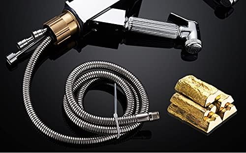 Kitchen Sink Faucet for Bar Farmhouse Commercial, Gold Faucet, Stainless Steel Pull Out Kitchen Faucets, Rotatable Mixer, Deck Mounted Water Sink Taps (Color : Black a)