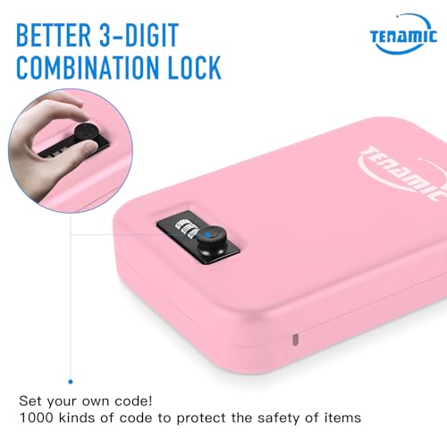 TENAMIC Pistol Safe, Portable Travel Gun Safe, Solid Steel Handgun Lock Box for Home, Gun Safes for Car, Pink by Tenamic - Image 4