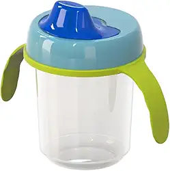 Copo Com Alça Transição Infantil Bebe Tampa Higiênica 350ml Menino e Menina (Azul)