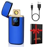 LOMUG Männer Lichtbogen Feuerzeug Elektrisch USB Aufladbar Touchscreen Elektro Feuerzeug mit Batterieanzeige Winddicht Plasma feuerzeug für Küche Kerzen Camping Grill