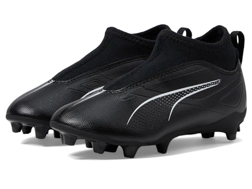 PUMA Ultra Match Laceless Firm Artificial Ground Sneaker, Black White, 6.5 US Unisex Big Kid