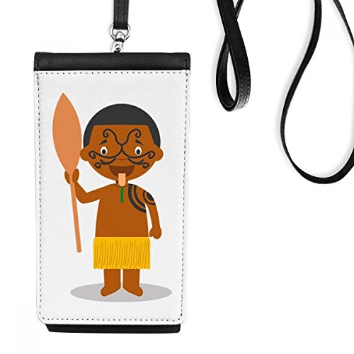 Bourse smartphone faux cuir noir avec porte-monnaie suspendu et pochette de rangement