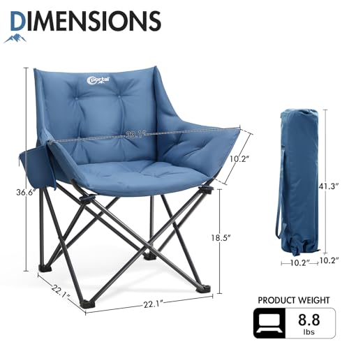 Silla Plegable para Camping Oversized Acolchonada Portal, Capacidad 350 lbs, Azul miniatura 3