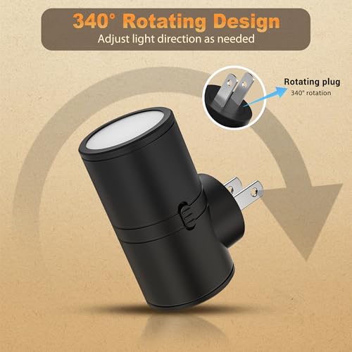 Image of JandCase LED Night Light Plug in, Rotating Night Lights Plug into Wall [4 Pack], Dusk to Dawn Sensor, 2 Level Brightness Adjustable Nightlight, Warm White 3000K, for Bathroom Bedroom Hallway Stairs
