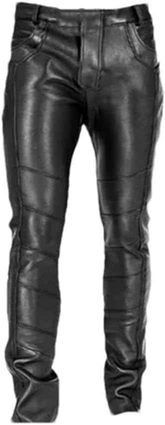 Men's Gothic Steampunk PU Leather Pants Slim Fit Rock Motorcycle Leggings