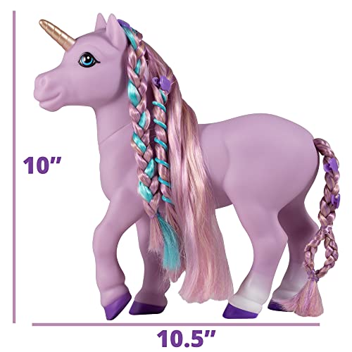 Breyer Horses Mane Beauty Styling Unicorn | Iris | Purple Extra-Long Silky No Tangle Mane | 10" x 3.5" x 10.5" | 7 Accessories, 30 Hair Bands, and 22 Jewels | Unicorn Toy | Model #7416 by Breyer - Image 2